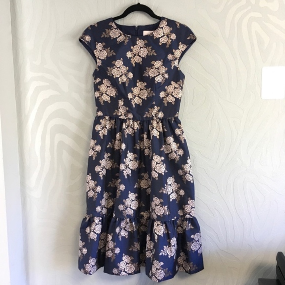 ❌SOLD ❌gal Meets Glam Jenny Navy Dress wgold roses - Picture 4 of 8